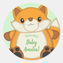 Fox Baby shower Woodland Animal Ronde Sticker