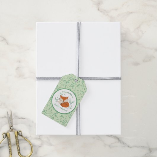Fox Baby shower Woodland Animals Cadeaulabel (Met Touw)