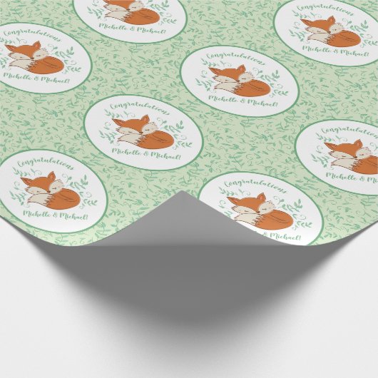 Fox Baby shower Woodland Animals Cadeaupapier (Hoek)