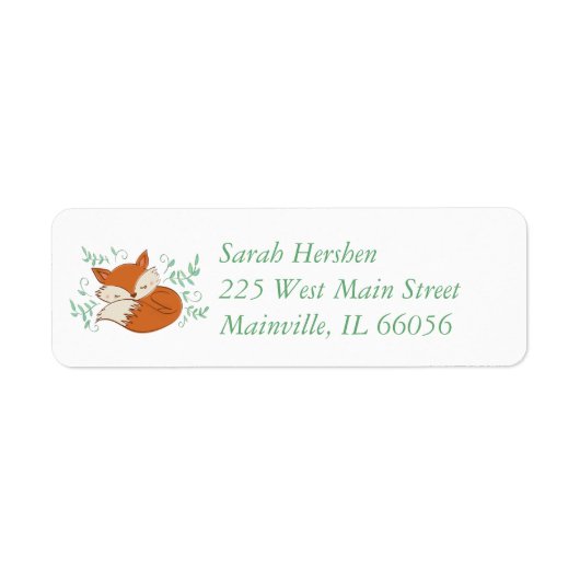 Fox Baby shower Woodland Animals Etiket (Voorkant)