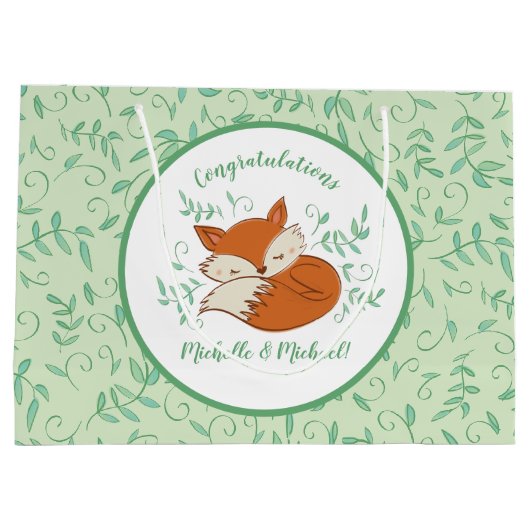 Fox Baby shower Woodland Animals Groot Cadeauzakje (Achterkant)