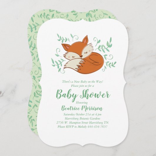 Fox Baby shower Woodland Animals Kaart (Voorkant / Achterkant)
