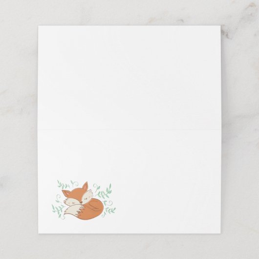 Fox Baby shower Woodland Animals Plaatskaartje (Buitenkant ongevouwen)