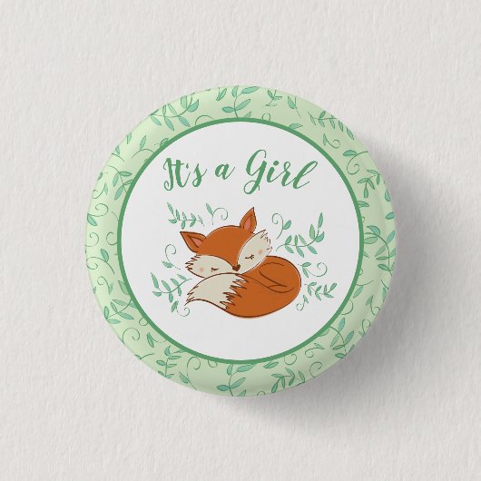 Fox Baby shower Woodland Animals Ronde Button 3,2 Cm (Voorkant)