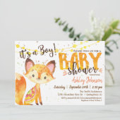Fox Baby shower Woodland Invitation Boy Kaart (Staand voorkant)