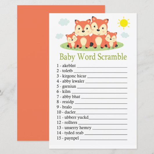 Fox Baby word scramble game (Voorkant / Achterkant)