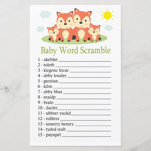 Fox Baby word scramble game (Voorkant)