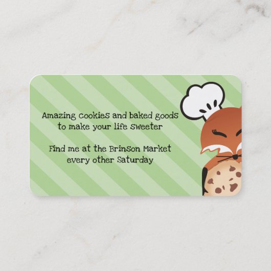 Fox bakkerij chocolade koekje visitekaartje (Achterkant)