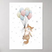 Fox ballon Nursery Poster Kinder Room Print (Voorkant)