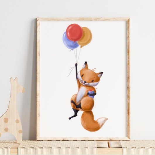 Fox ballonafdrukken | Fox Waterverf afdrukken Poster
