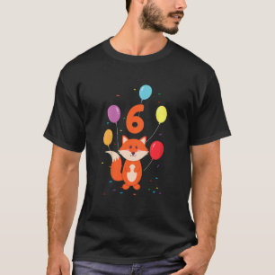 Fox Balloons 6th Birthday Party Zoo Animal 6 T-shirt