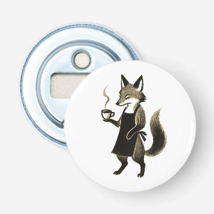 Fox Barista – Minimalistische Inktborstel Koffieti Button Flesopener