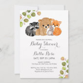 Fox Beer Raccoon Bunny Baby Shower Invitaties Kaart (Voorkant)