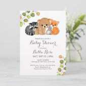 Fox Beer Raccoon Bunny Baby Shower Invitaties Kaart (Staand voorkant)