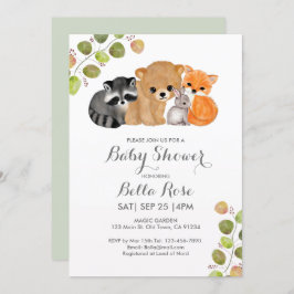 Fox Beer Raccoon Bunny Baby Shower Invitaties Kaart