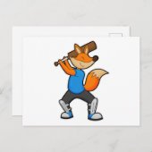 Fox bij Cricket met cricket bat Briefkaart (Voorkant / Achterkant)