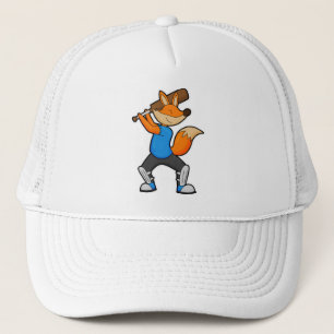 Fox bij Cricket met cricket bat Trucker Pet