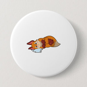 Fox bij drogen ronde button 7,6 cm