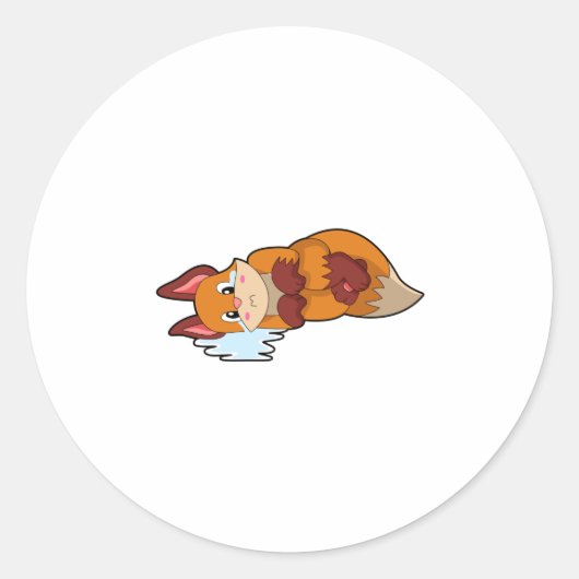 Fox bij drogen ronde sticker (Voorkant)