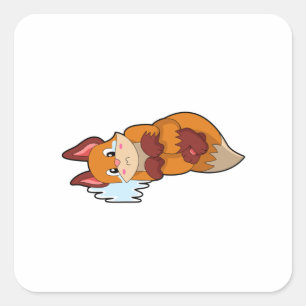 Fox bij drogen vierkante sticker