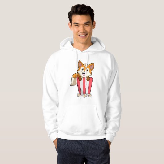 Fox bij Eating met Popcorn Hoodie (Voorkant volledig)