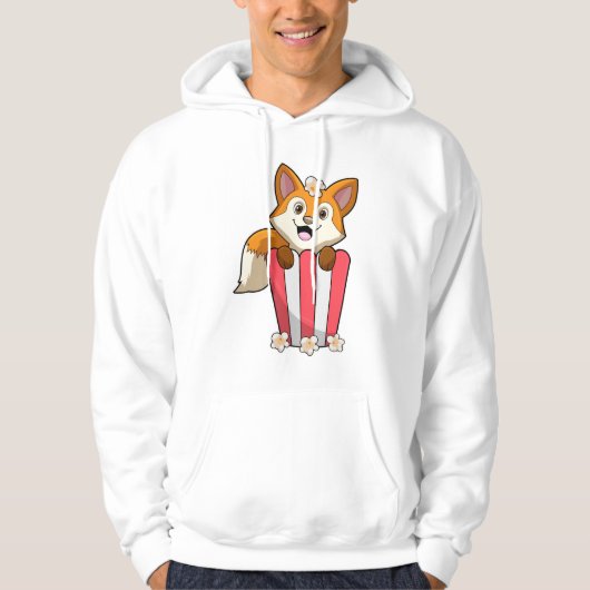 Fox bij Eating met Popcorn Hoodie (Voorkant)
