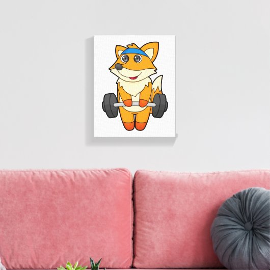 Fox bij Fitness met Barbell Canvas Afdruk (Insitu (Woonkamer))