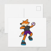 Fox bij handballspeler met handbal briefkaart (Voorkant / Achterkant)