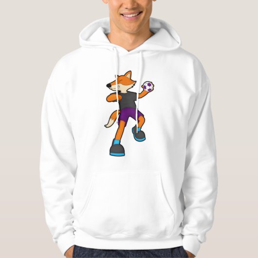 Fox bij handballspeler met handbal hoodie (Voorkant)