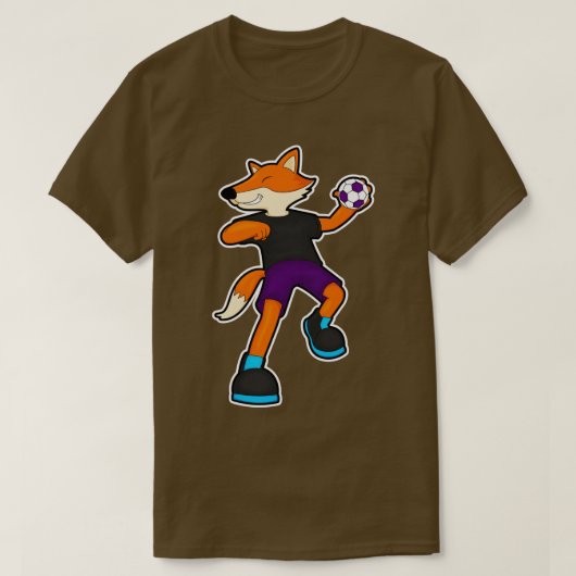 Fox bij handballspeler met handbal t-shirt (Design voorkant)