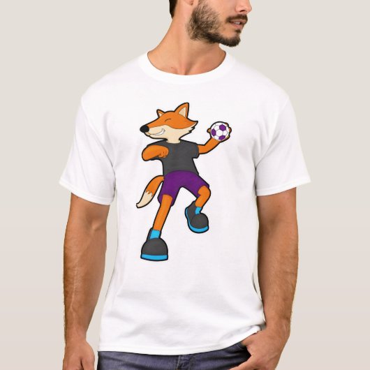 Fox bij handballspeler met handbal t-shirt (Voorkant)