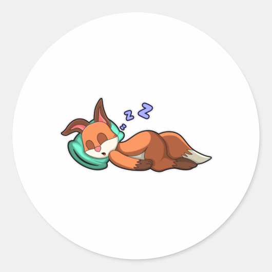 Fox bij het slapen met Pillow Ronde Sticker (Voorkant)