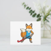 Fox bij Hockey met Hockey bat Briefkaart (Staand voorkant)