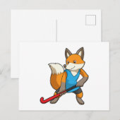Fox bij Hockey met Hockey bat Briefkaart (Voorkant / Achterkant)
