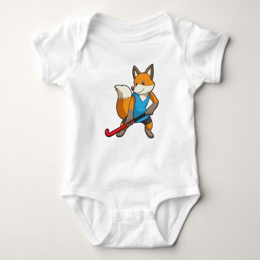Fox bij Hockey met Hockey bat Romper (Voorkant)