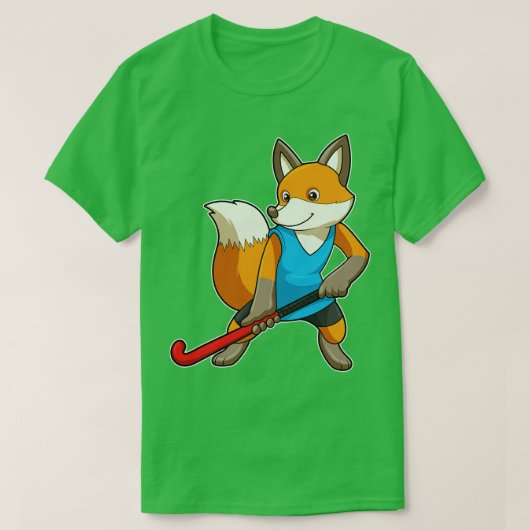 Fox bij Hockey met Hockey bat T-shirt (Design voorkant)