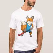 Fox bij Hockey met Hockey bat T-shirt (Voorkant)