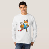 Fox bij Hockey met Hockey bat T-shirt (Voorkant volledig)