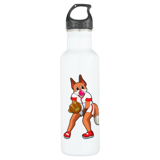 Fox bij honkbal met honkbalhandschoen waterfles  (Voorkant)