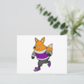 Fox bij ijsschaatsen met ijsbril en -schaatsen briefkaart (Staand voorkant)