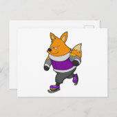 Fox bij ijsschaatsen met ijsbril en -schaatsen briefkaart (Voorkant / Achterkant)