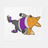 Fox bij ijsschaatsen met ijsbril en -schaatsen fleece deken (Voorkant (Horizontaal))