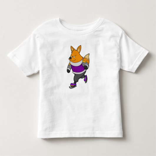 Fox bij ijsschaatsen met ijsbril en -schaatsen kinder shirts (Voorkant)