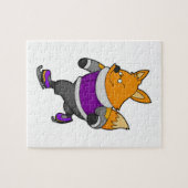 Fox bij ijsschaatsen met ijsbril en -schaatsen legpuzzel (Horizontaal)