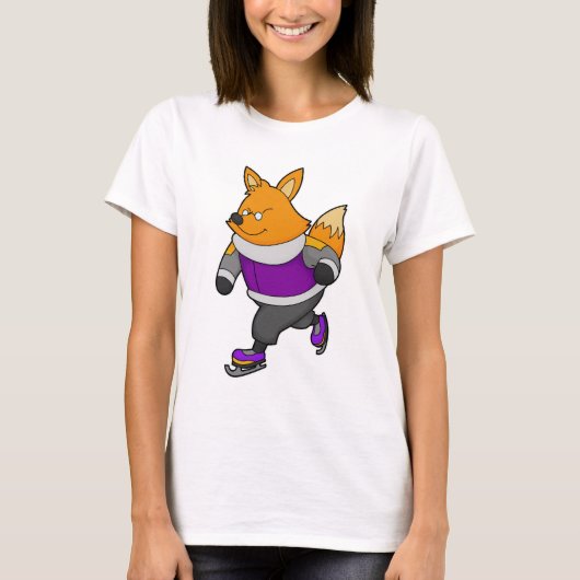 Fox bij ijsschaatsen met ijsbril en -schaatsen t-shirt (Voorkant)