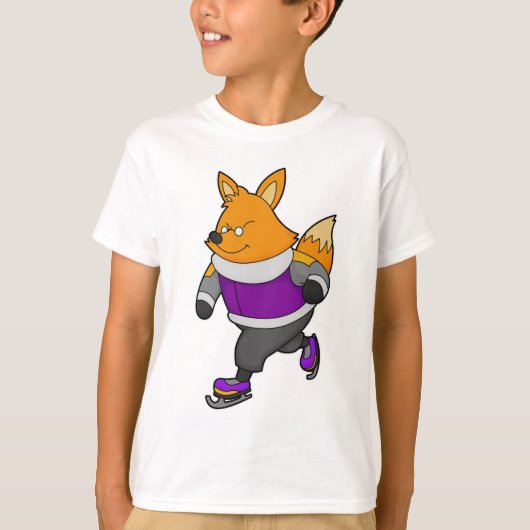 Fox bij ijsschaatsen met ijsbril en -schaatsen t-shirt (Voorkant)