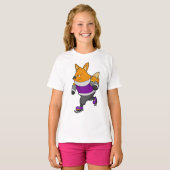 Fox bij ijsschaatsen met ijsbril en -schaatsen t-shirt (Voorkant volledig)