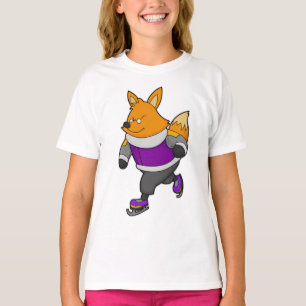 Fox bij ijsschaatsen met ijsbril en -schaatsen t-shirt