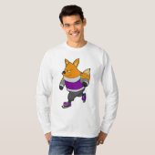 Fox bij ijsschaatsen met ijsbril en -schaatsen t-shirt (Voorkant volledig)
