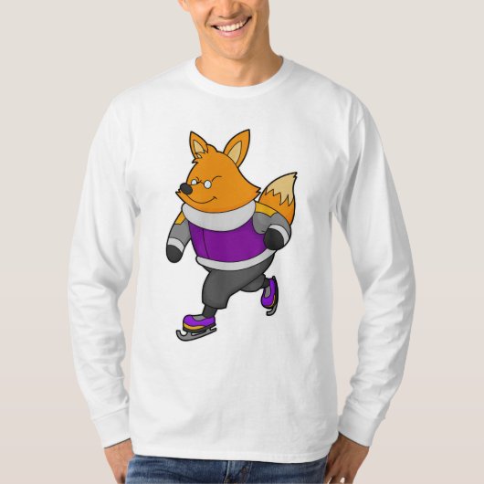 Fox bij ijsschaatsen met ijsbril en -schaatsen t-shirt (Voorkant)